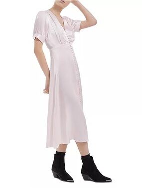 The Kooples Pale Pink Button-Front Midi Dress
